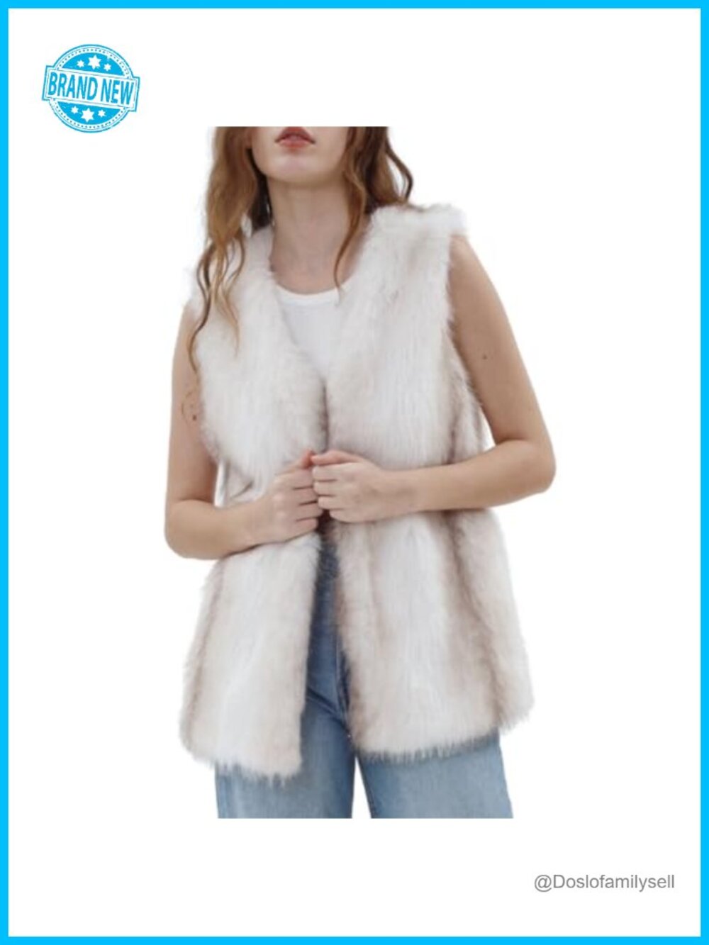 Faux Fur Sleeveless V-Neck Cardigan Vest Long Open Front Layering